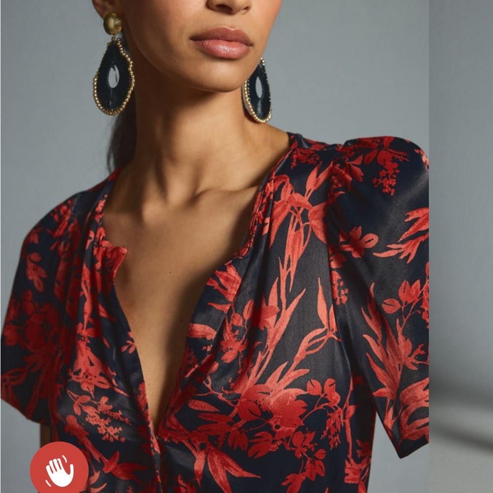 Anthropologie The Somerset Romper Red Black Floral 1-Piece Anthro Size Large - Picture 4 of 14